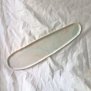 Blue & Pink Marble Oblong Porcelain Platter
